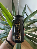 Personalised 16oz Tumbler with Straw Custom Name Cup Reusable Cold Drink