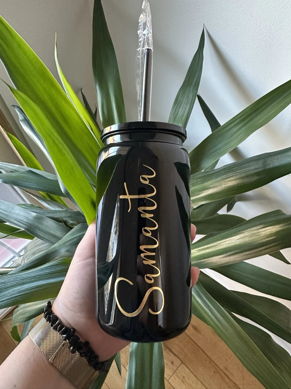 Personalised 16oz Tumbler with Straw Custom Name Cup Reusable Cold Drink