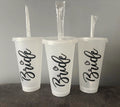 750ml Plastic Glitter Bride Tumbler & Straw