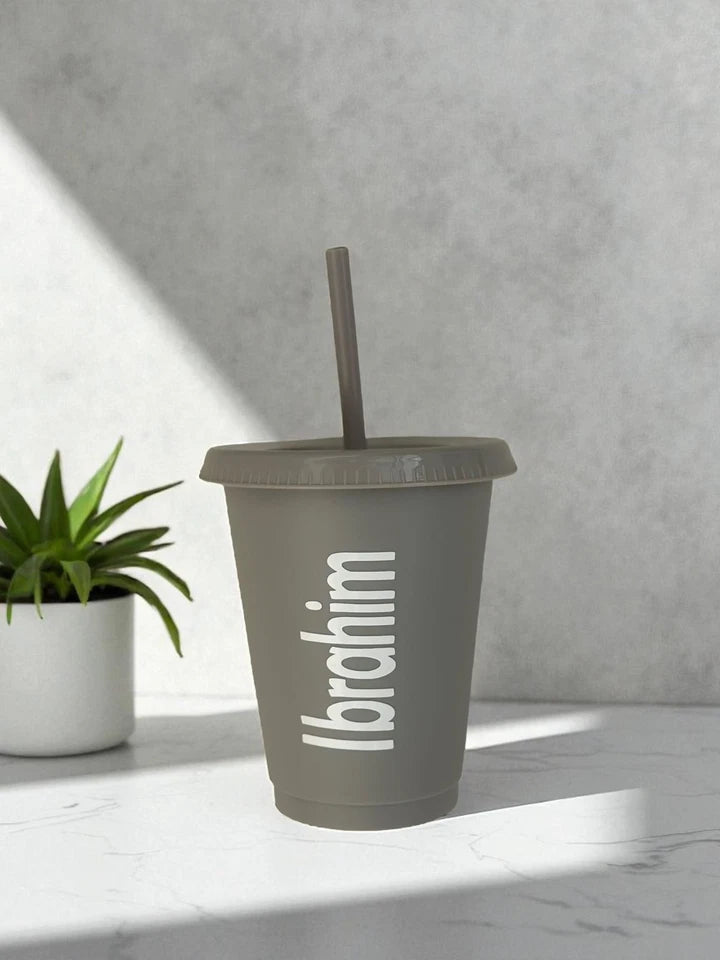 16oz Tumbler Cup with Name Lid & Straw Reusable