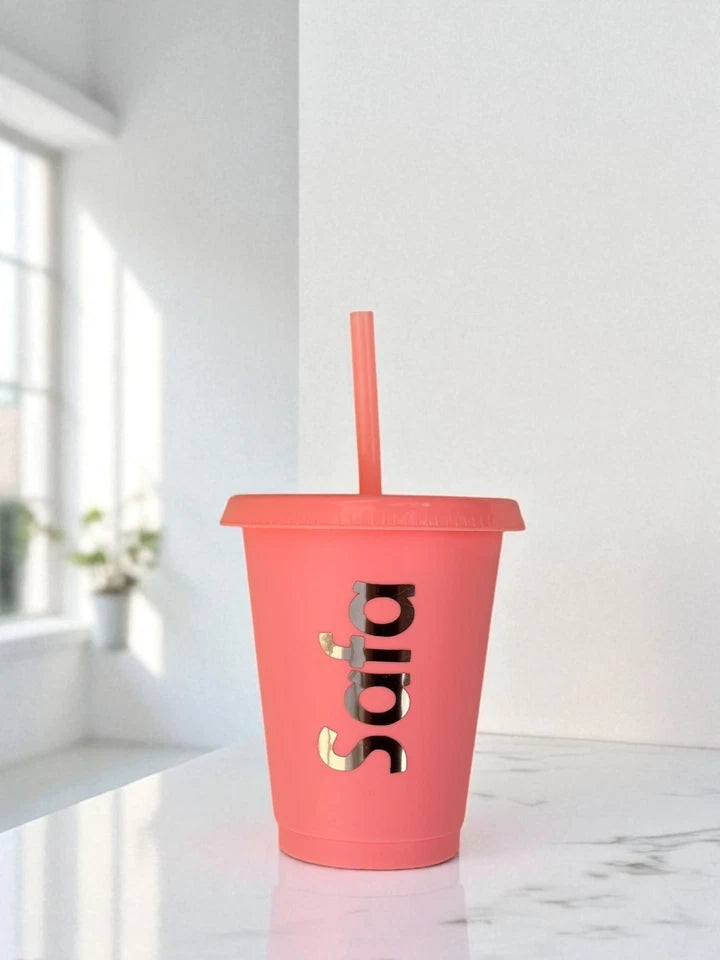 16oz Tumbler Cup with Name Lid & Straw Reusable
