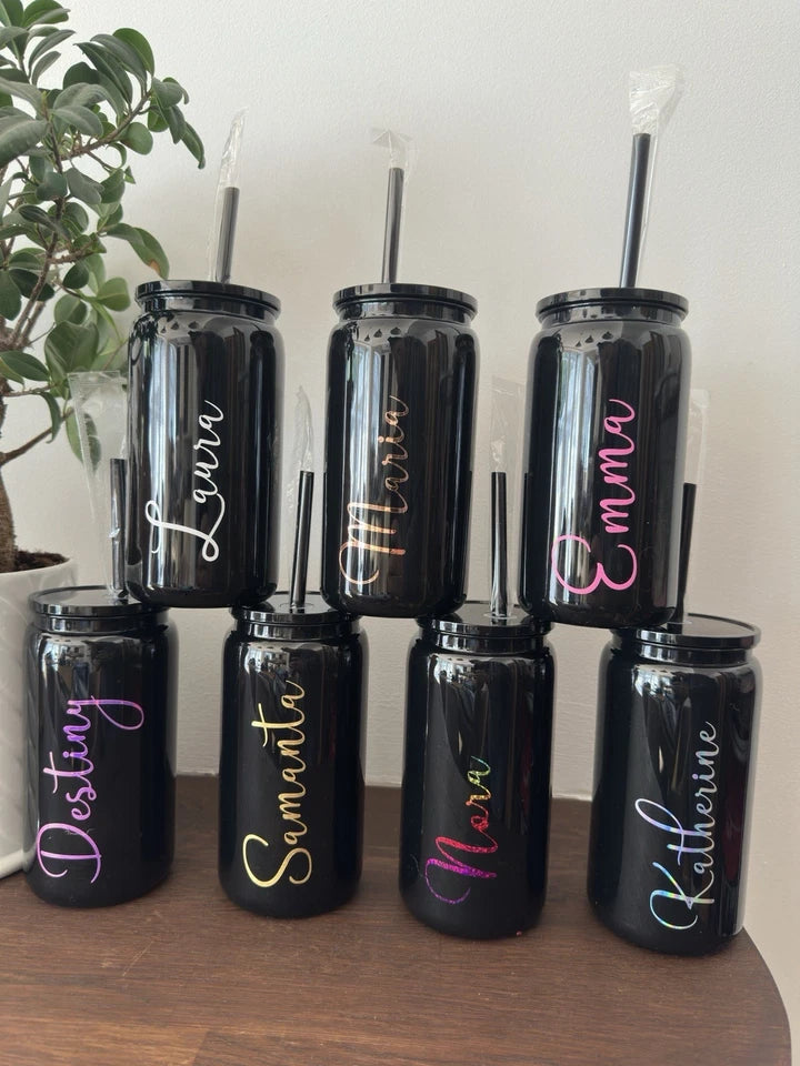 Personalised 16oz Tumbler with Straw Custom Name Cup Reusable Cold Drink