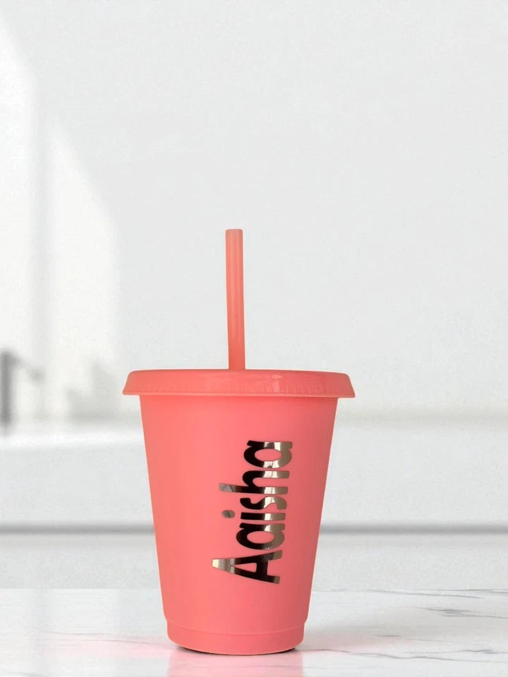 16oz Tumbler Cup with Name Lid & Straw Reusable
